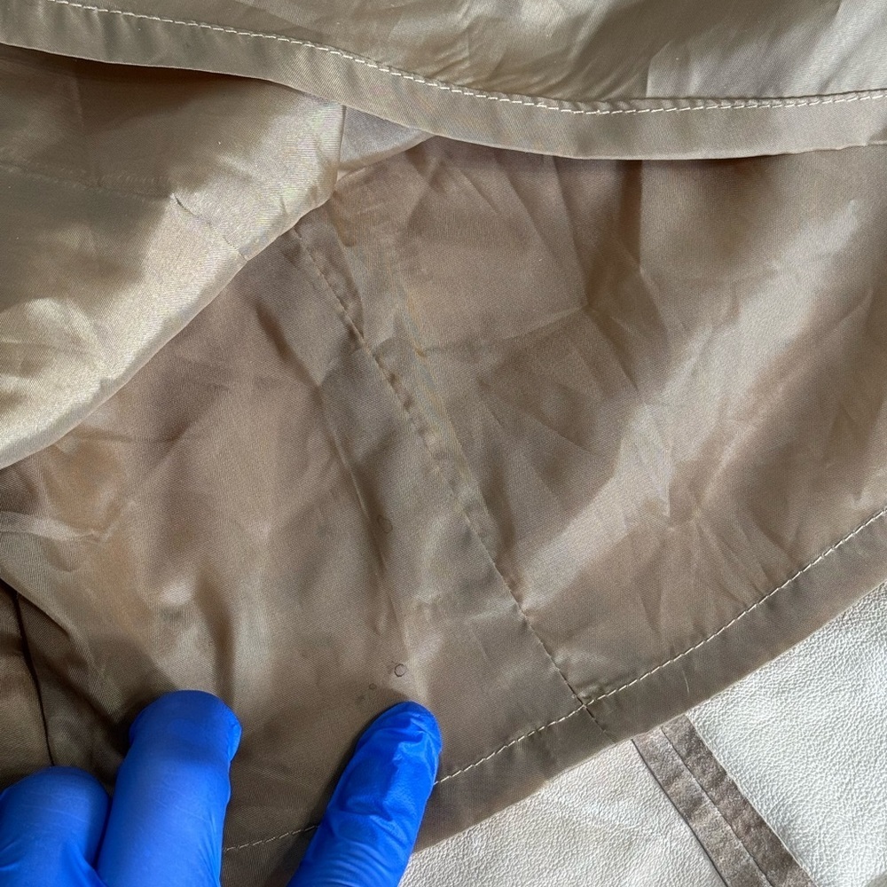Chico's brand tan suede leather skirt whipstitch ruffled hem size 1 - Picture 14 of 17